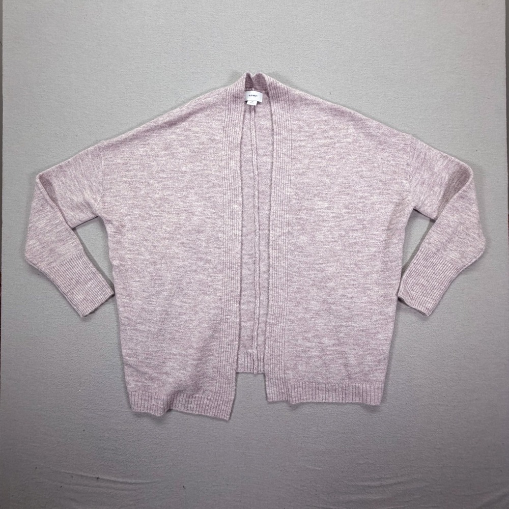 Old Navy Cardigan Women XS Good Purple Heathered Knit Open Front Relaxed Cozy